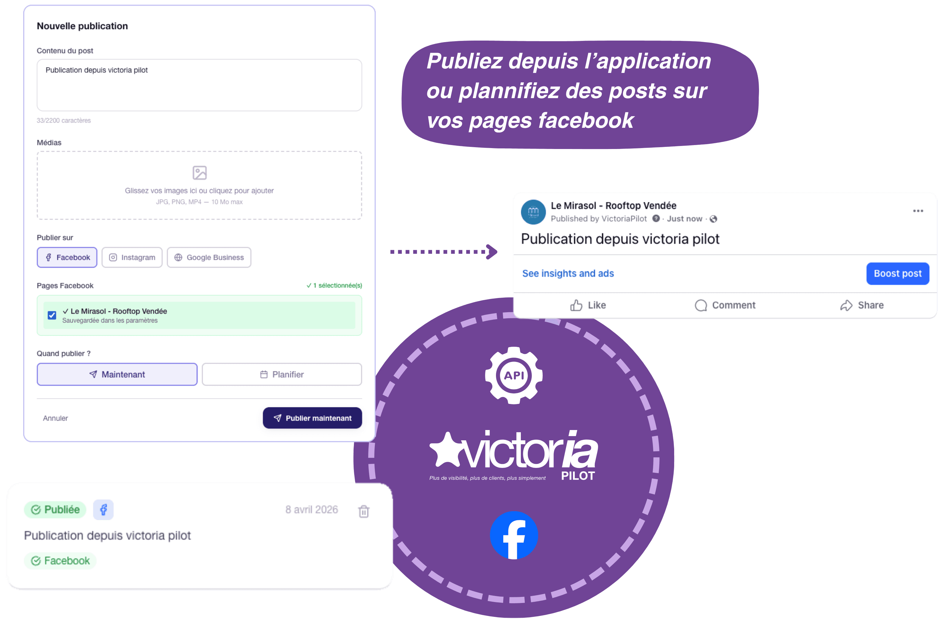 Automatisation de publication sur les réseaux sociaux avec Victoria Pilot